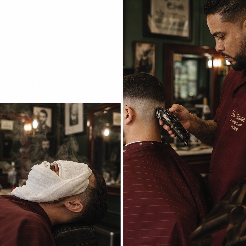 Mid-fade haircut in progress at Elegant Cut's