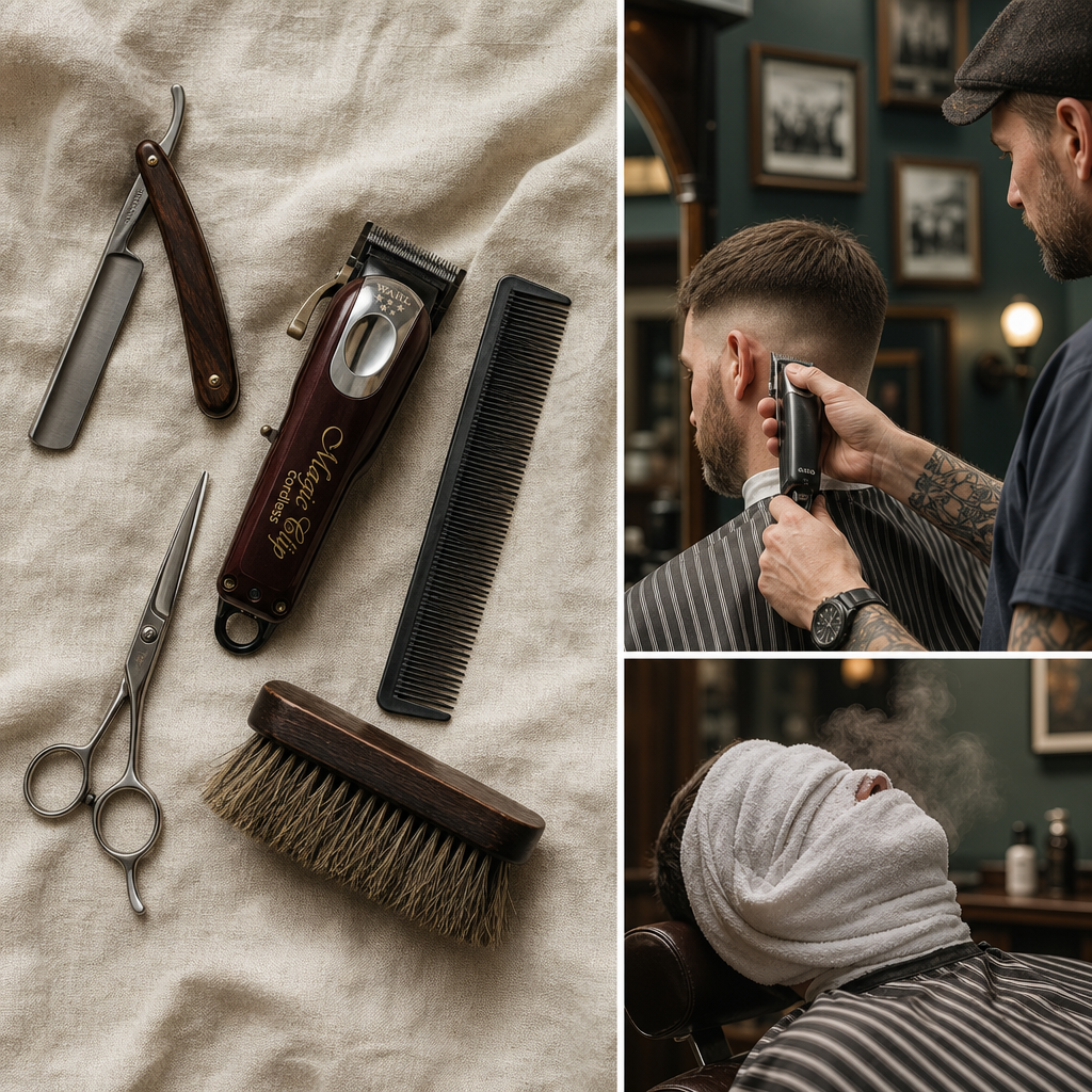 Hot towel straight razor shave